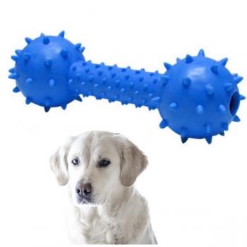 Sesli Dikenli Dambıl Köpek Oyuncağı 14 cm Mavi